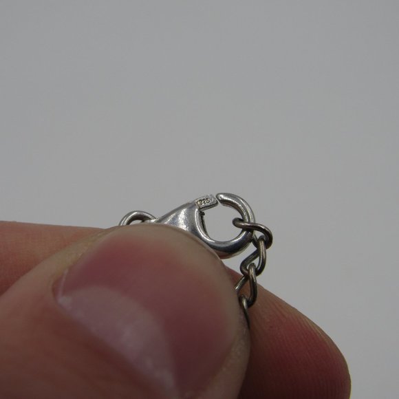 18" Sterling Silver White Heart Necklace Vintage - Picture 3 of 6